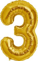 Goud versiering - Folie Ballon Cijfer 3 – Verjaardag – Grote Ballonnen