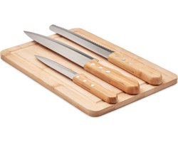 Easy4Office Bamboe snijplank met 3 RVS geslepen messen
