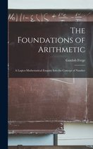 Le livre 'The Foundations of Arithmetic' par Gottlob Frege, sous-titré 'A Logico-Mathematical Enquiry Into the Concept of Number'. Le titre est en lettres blanches sur un tableau sombre.