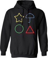 Hoodie Sweater | Squid Game Inspired | Triangle Circle Star Umbrella | Maat 140 (9-11 jaar)