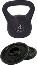 Tunturi - Fitness Set - Halterschijven 2 x 0,5 kg - Kettlebell 4 kg