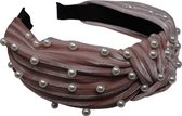 Jessidress® Luxe Diadeem Chique Dames Haar Diadeem van velours met vaste knot Velvet Haarband - Roze