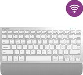 Delux K3300GX Ergonomisch Compact draadloos toetsenbord - 2.4ghz - Stille Scissors toetsen - Silver - Met stoffen palmsteun - QWERTY/US