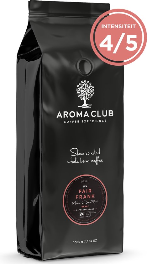 Aroma Club - Biologische Koffiebonen 1KG - No. 4 Fair Frank - Koffie Intensiteit 4/5 - Fair Trade Aroma Club - Biologische Koffiebonen 1KG - No. 4 Fair Frank - Koffie Intensiteit 4/5 - Fair Trade