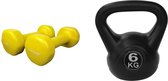 Tunturi - Fitness Set - Vinyl Dumbbell 2 x 1,5 kg - Kettlebell 6 kg