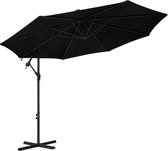 vidaXL Zweefparasol met LED-verlichting en stalen paal 300 cm zwart