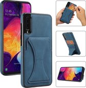 Samsung Galaxy A50 Lederen Hoesje | Back Cover Telefoonhoesje | Pasjeshouder | Blauw