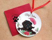 Roosje Rosalie® | 10 Ronde Kerstkaarten Illustratie Dier & Rood lintje | Kerstkaarten Hondje Bella  Roosje Rosalie® |