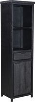 Boekenkast met 1 deur en 1 lade 50x40x180 cm mangohout en metaal