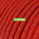 LEDatHOME – 3 aderige - Ronde glinsterende elektrische kabel bedekt met Rayon effen kleur stof | Rood  – 5 meter | Van buiten SCHITTEREND, van binnen SUBLIEM!