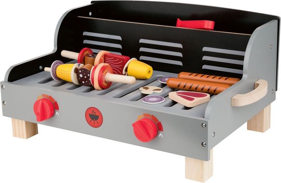 Hoes fantoom Automatisering playtive houten barbecue - 44 x 24 x 31 cm - met geluid - met accessoires -  kinder... | bol.com