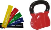Tunturi - Fitness Set - Weerstandsbanden 5 stuks - Kettlebell 10 kg