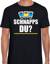 Apres ski t-shirt Schnapps du zwart  heren - Wintersport shirt - Foute apres ski outfit/ kleding/ verkleedkleding XL