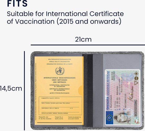 kwmobile Étui pour carnet de vaccination - Housse en Feutres pour  certificat de vaccination en noir / gris clair - Housse pour carnet jaune -  Design