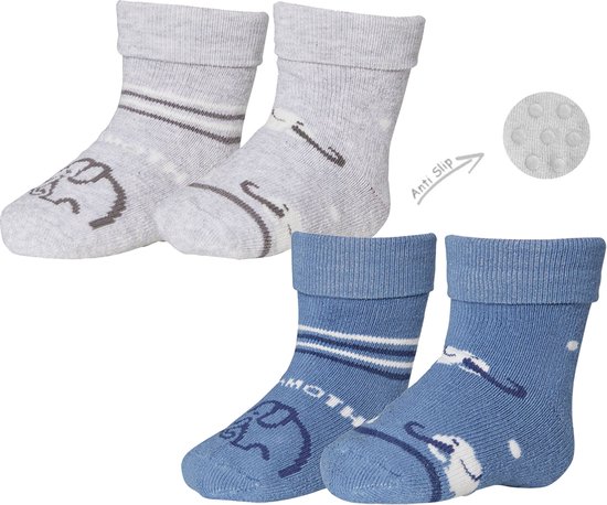 Lot de 4 chaussettes antidérapantes bébé iN ControL bleu/gris