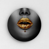 RVS muurcirkel Gold lips  ⌀ 80