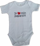 Witte romper met "Ik hou van mijn papa's" - maat 62/68 - vaderdag, cadeautje, kraamcadeau, grappig, geschenk, baby, tekst, bodieke