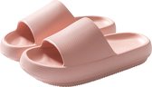 Geweo - Slippers Heren Dames - EVA Badslippers Unisex - Verdikte - Lichtgewicht - Super Zacht aan je Voeten - Anti-Slip en Stevig Voetbed - Anti-lawaai - Roze - Maat 38/39