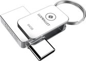 LUXWALLET PD5 Mini USB Stick 64GB USB-C Type-C OTG USB 3.0 Flash Drive – Geheugen – Zilver