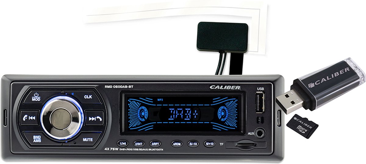 Caliber DAB+ Autoradio met Bluetooth 4x 75 Watt 1 DIN USB interne Microfoon (RMD050DAB-BT)