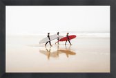 JUNIQE - Poster met houten lijst Surf Triple 1 -13x18 /Ivoor