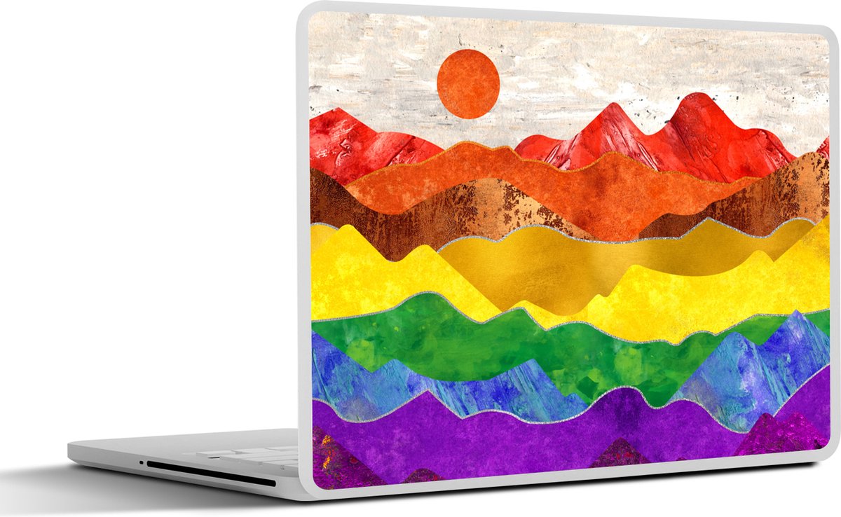 Laptop sticker - 11.6 inch - Pride - Regenboog - Marmer print - 30x21cm - Laptopstickers - Laptop skin - Cover