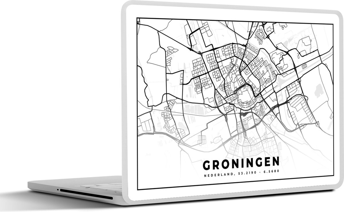 Laptop sticker - 14 inch - Stadskaart - Groningen - Nederland - 32x5x23x5cm - Laptopstickers - Laptop skin - Cover
