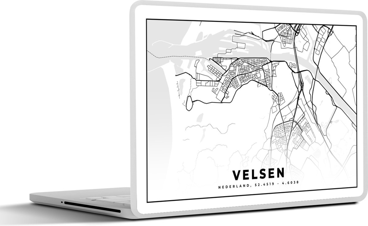 Afbeelding van product SleevesAndCases  Laptop sticker - 15.6 inch - Stadskaart - Velsen - Nederland - Plattegrond