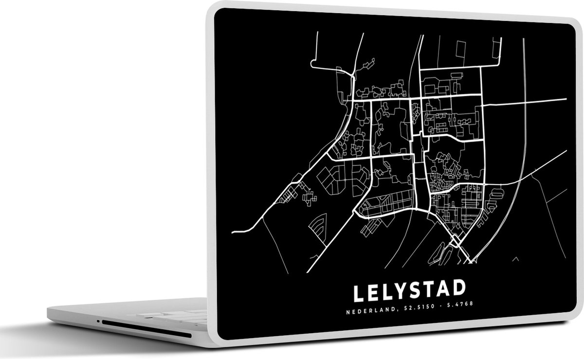 Laptop sticker - 11.6 inch - Kaart - Lelystad - Zwart - 30x21cm - Laptopstickers - Laptop skin - Cover