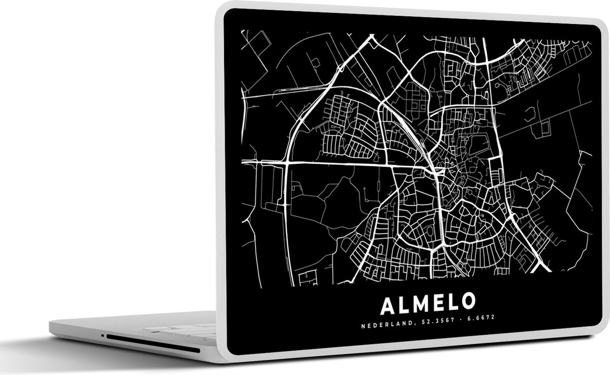 Laptop sticker - 10.1 inch - Kaart - Almelo - Zwart - 25x18cm - Laptopstickers - Laptop skin - Cover