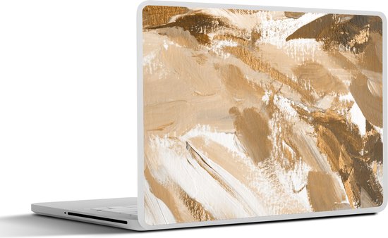 Laptop sticker - 14 inch - Goud - Beige - Abstract - 32x5x23x5cm - Laptopstickers - Laptop skin - Cover