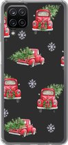 Geschikt voor Samsung Galaxy A12 hoesje - Kerst - Kerstboom - Auto - Design - Siliconen Telefoonhoesje