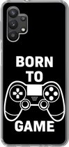 Geschikt voor Samsung Galaxy A32 5G hoesje - Gamen - Quotes - Controller - Born to game - Zwart - Wit - Siliconen Telefoonhoesje