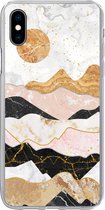 Coque iPhone Xs - Imprimé Marbre - Goud - Pastel - Coque en Siliconen -