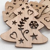 Houten Kerstboom Hanger Boom met figuurtjes | Hout – Naturel | Kerst – Christmas – Decoratie – Versiering | Kersthanger – Figuren