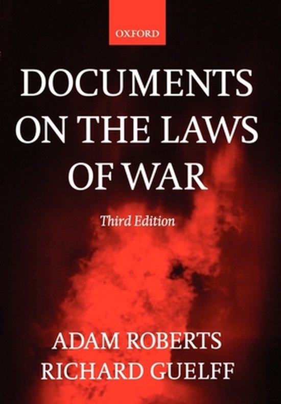 Boek 'Documents on the Laws of War' (Third Edition) met rode achtergrond.