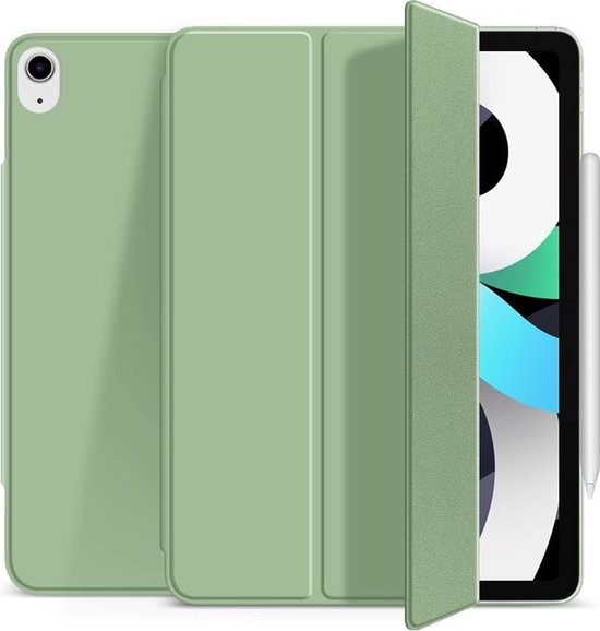 Hoes geschikt voor Apple iPad Air 2020/2022 –Magnetische Smart Folio Book Case – Mint Groen-papierachtig- Screenprotector - Apple - iPad Air 4/5 - iPad Hoesje - Ipad Case - Ipad Hoes - Autowake - Magnetic - Tri-fold - Tablethoes – Smartcase