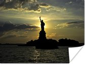 Poster Silhouet van het Amerikaanse Vrijheidsbeeld in New York - 160x120 cm XXL