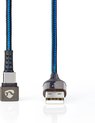 Nedis USB-Kabel - USB 2.0 - USB-A Male - USB-C Male - 480 Mbps - Verguld - 2.00 m - Rond - Gevlochten / Nylon - Blauw / Zwart - Cover Window Box