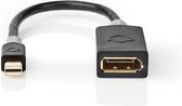 Mini DisplayPort-Kabel | DisplayPort 1.4 | Mini-DisplayPort Male | DisplayPort Female | 48 Gbps | Verguld | 0.20 m | Rond | PVC | Antraciet | Polybag