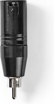 Nedis XLR-Adapter | XLR 3-Pins Male | RCA Male | Vernikkeld | Recht | Metaal | Zwart | 1 Stuks | Polybag