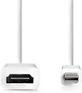 Nedis Mini DisplayPort-Kabel - DisplayPort 1.2 - Mini-DisplayPort Male - HDMI Output - 21.6 Gbps - Vernikkeld - 0.20 m - Rond - PVC - Wit - Polybag