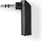 Nedis Stereo-Audioadapter | 3,5 mm Male | 3,5 mm Female | Vernikkeld | 90° Gehoekt | Metaal | Zwart | 1 Stuks | Doos