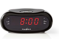 Nedis Wekkerradio - LED - AM / FM - Snoozefunctie - Slaaptimer - 2 Alarmen - Zwart