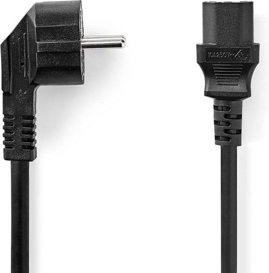 Câble D'alimentation Suisse 1 Mètre - Prise Type J (mâle) Vers Connecteur C13 (femelle) - Noir, 3x0.75mm² - Pour Ordinateurs, Appareils électriques - 7