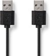 USB-Kabel - USB 2.0 - USB-A Male - USB-A Male - 7.5 W - 480 Mbps - Vernikkeld - 1.00 m - Rond - PVC - Zwart - Label