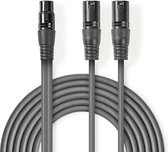 Nedis Gebalanceerde Audiokabel - 2x XLR 3-Pins Male - XLR 3-Pins Female - Vernikkeld - 1.50 m - Rond - PVC - Donkergrijs - Kartonnen Sleeve