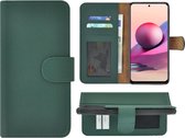 Xiaomi Redmi Note 10s Hoesje - Bookcase - Portemonnee Hoes Echt leer Wallet case Groen
