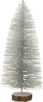 J-Line Kerstboom Deco Plastiek Glitter Zilver Medium Set van 2 stuks
