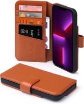 iPhone 13 Pro Max Hoesje - Luxe MobyDefend Wallet Bookcase - Lichtbruin - GSM Hoesje - Telefoonhoesje Geschikt Voor Apple iPhone 13 Pro Max